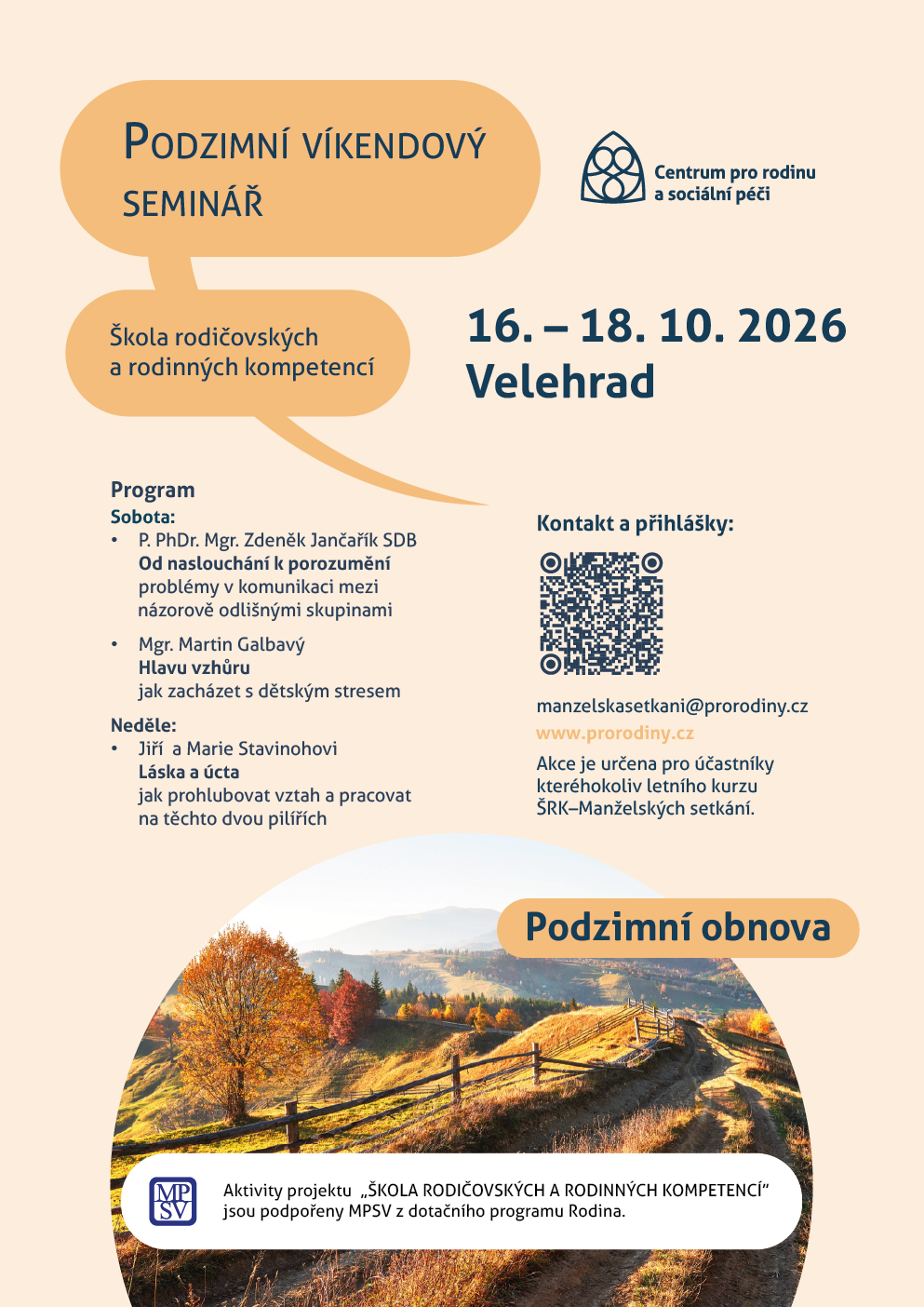 Podzimní seminář Školy rodičovských a rodinných kompetencí